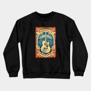 Nashville Guitar Poster Crewneck Sweatshirt